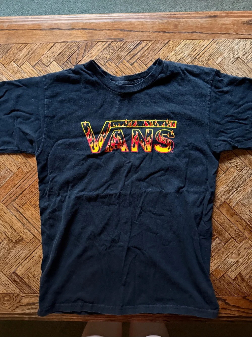 Vans Kids Black T-Shirt with Flame Logo